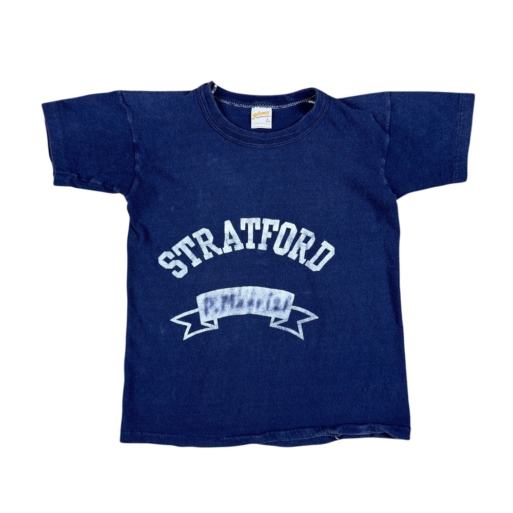 Vintage Sportswear Stratford Kids T-Shirt Youth Large Navy Blue‎ Early 80s Tee
